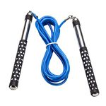 DYNAPRO Blue Jump Rope (Premium Quality Long Aluminum Handles 10' Adjustable PVC Speed Cable) for Boxing Cardio HIIT Workouts and Home Gym Fitness Exercise