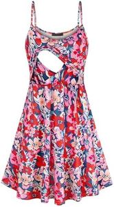Qnursma Women's Floral Nursing Dress, Sleeveless Maternity Summer Dresses for Breastfeeding Latched Mama