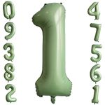 Sage Green Number Balloon 1 Large 40 Inch Number Foil Balloons Birthday Age Balloons Olive Green Party Balloons Decoration for Boys Girls Birthday Baby Shower Graduation Jungle-themed Party Supply