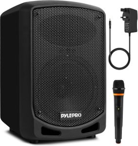 Pyle Bluetooth Karaoke PA Speaker – Portable Wireless Mic, USB/SD, Black