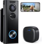 XTU Doorbell Camera Wireless No Subscription, 2K HD Video Doorbell with Chime & Angle Bracket, Battery Powered, 2-Way Audio, PIR Motion Detection, SD Card/Cloud Storage, Compatible with Alexa