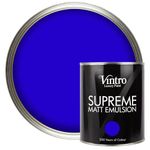 Vintro | Luxury Matt Emulsion | Electric Blue | Smooth Chalky Finish | Multi Surface Paint | for Walls, Ceilings, Wood and Metal | 1L (Electric Blue - Ultramarine)