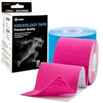 Carbou Kinesiology Tape 5cmx5m-2 Rolls Water Resistant Strips,Elastic Cotton Athletic Tape for Muscle Strain Relief & Joint Support Blue and Pink