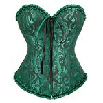 Grebrafan Brocade Zip Corset Shapewear for Women Wedding Bustiers (UK(22-24) 6XL, Black Green)