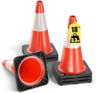 (6 Pack) GECCO ™ 18 Inch 3.3 Lb Traffic Safety Cones [PRO Series] Small Heavy Orange Caution Road Cone Set for Sports Training, Riding Lessons, Driveways, Parking Lots - PVC Plastic & Black Base