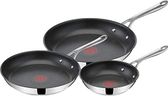 Jamie Oliver by Tefal Cooks Direct, Stainless Steel Pan Set, Frying Pans Nonstick Set 3 Pcs (20/24/28cm) (8/9/11 Inches), Induction Cookware with Even Heating