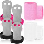 Amrta Gymnastics Grips Wristbands Sets for Girls Youth Kids 2 Pair Palm Protection Equipment with Wrist Support, Gymnastic Bar Grip Gloves Set Weightlifting Sports Workout (S, Pink-Black)