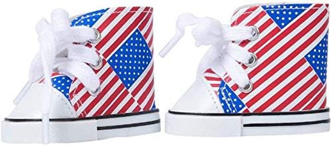 The New York Doll Collection US Bandera Diseñada Muñeca Lona Zapatillas Encaja 18 Pulgadas / 46 cm Muñecas - para Moda Niña Muñecas - Muñeca Zapatos - Muñeca Zapatillas - Muñeca Ropa Accesorios