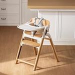 Momcozy DinerPal Wooden High Chair for Babies, Toddlers & Adults Up to 308 Lbs, Convertible Baby Highchair with Food-Grade Tray, Dishwasher-Safe, Adjustable & Ergonomic, Natural Wood
