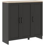HOMCOM Sideboard Buffet Cabinet, Modern Kitchen Storage Cabinet with 3 Doors and Adjustable Shelves, Black