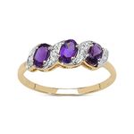 The Diamond Ring Collection: 9ct Gold Amethyst & Diamond Engagement Ring, Eternity Ring, Christmas Day, Mother's Day, Anniversary, size V