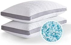 Meoflaw Cooling Pillows Queen Size Set of 2,Shredded Memory Foam Bed Pillows for Sleeping,Queen Pillows for Back & Side Sleepers,Adjustable 2 Pillows Queen Size with Washable Cover