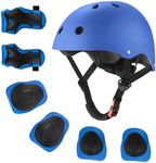 Kids Bike Helmet for Ages 2-14, Adjustable Safety Toddler Helmet with Protective Gear Set, Skateboard Scooter Helmets with Knee Elbow Pads Wrist Guards (Blue, Small(for Ages 2-8))