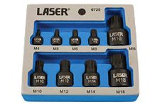 Laser 6725 Low Profile Spline Socket Bit Set, Silver, 1/4"D, 3/8"D, 1/2"D, 9pc