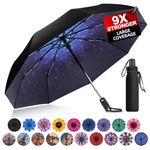 Trenovo Travel Umbrella for Rain - 2023 Pro-Series Compact Umbrella, Small Umbrella for Backpack, Portable, Lightweight, Windproof, Heavy Duty, Automatic Folding Umbrella (Starry sky)