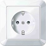 Merten MEG2301-1019 SCHUKO socket-outlet with complete cover plate, plug-in terminals, polar white glossy, 1-M