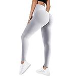 Litthing Women Scrunch Seamless Leggings Gym Leggings High Waist Yoga Pants Tummy Control Butt Lifting Workout Leggings Sport Running Tights Light Grey