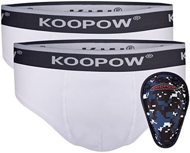 KOOPOW Youth Cup Underwear Youth Boys Baseball Cup Briefs With Soft Protective Athletic Cup Baseball, Football, Lacrosse, White(2-pack), Small