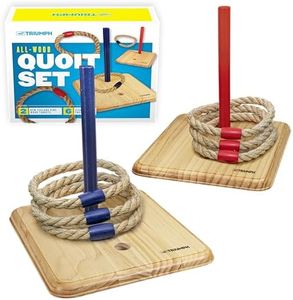 Triumph Premium Wooden Quoit Set - Includes 2 Targets and 6 Sisal Rope Rings