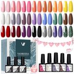 Gel Nail Polish Set, VANREESA 21 Classic Colours Pink Glitter White Wine Red Brown Gray Gel Polish Set Required Soak Off UV/LED Lamp Nail Varnish Kit for Women Beauty Gift