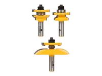 Yonico 12343 Round Over 3 Bit Raised Panel Cabinet Door Router Bit Set with Back-cutter Panel Raiser 1/2-Inch Shank