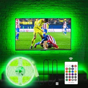 Hamlite TV Backlight 70 75 80 82 Inch TV Bias Lighting, USB LED Light Strip for TV Ambient Lighting, Customized to Cover 4/4 Sides of 70-82" TVs, RF Remote, 18 Colors, 6 Modes, 18ft