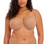 Elomi Women's Matilda Plunge Bra. Three-Piece Cups Sheer Mesh Cups Side Support Panels Moveable J-Hook for Racerback DD+ Bras, Cafe Au Lait, 34G