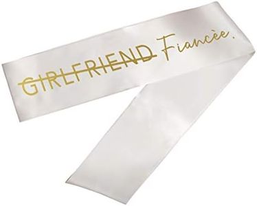 Andaz Press Bachelorette Party Sash, Bride Party Sash, Wedding Party Sash Girlfriend. Fiancée., Gold Foil Text, Satin White Ribbon, Includes Diamond Pin