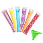 120 Pcs Disposable Ice Pop Bags Popsicle Bags with Zip Seals with Foldable Funnel, DIY Popsicle Freezer Bags for Yogurt Sticks, Juice & Fruit Smoothies, Ice Candy or Freeze Pops, Ice cream Party Favors for Kids and Adults.