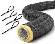 6 Inch Insulated Flexible Duct 25 FT, R4 HVAC Flex Duct with Black Jacket, Owens Corning Fiberglass Insulation, Aluminum Foil Core for Ventilation & Exhaust