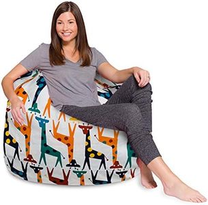 Posh Beanbags Bean Bag Chair, X-Large-48in, Canvas Giraffes on White