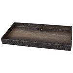 Home Basics, Dark Walnut Antique Wood Look Farmhouse Rustic Vintage Plastic Nesting Decorative Vanity Tray (ST44532)