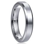 Cloyo 4mm Tungsten Carbide Ring Silver Wedding Band Simple Polished Promise Ring Beveled Edge Size Y