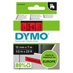 DYMO Authentic D1 Labels | Black Print on Red Tape | 12 mm x 7 m | Self-Adhesive Labels for LabelManager Label Makers | Made in Europe