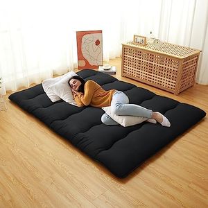 Garvee Japanese Futon Floor Mattress Full Size, Sleeping Mat for Kids, Tatami Mat, Roll Up Camping Mattress Pad, Black