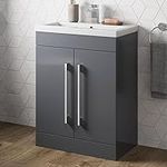 Aurora 600mm Bathroom Vanity Unit Basin Drawer Storage Cabinet Furniture Gloss Grey