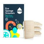 SEEP Eco Sponges Washing Up - 4 x Pack Multipack Compostable Kitchen Sponge - Cleaning Sponges Made Using Loofah - Sponge Scourer