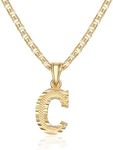 Barzel 18K Gold Plated Initial Necklace with Diamond Cut Initial,18" Chain with 2" Extension, Waterproof, High Polish Finish, Made in Brazil (C)