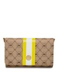 Anne Klein Ring Logo Wallet On A String w/Varsity Stripe Cream Brown Logo/Anne White/Bright Daffodil/Brownie One Size