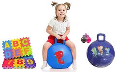 Storio Sit&Bounce Rubber Hop Ball for Boys Girls Toys&36 Pieces Mini ABCD Alphabet Blocks Puzzle Foam Mat&Inflatable Hopper Ball for Kids(Hip-Pity Hop Ball,Hopping Ball,Bouncy Ball,Assorted