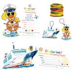 WERNNSAI Duck Tags Duck Tags - 70 PC Cruise Duck Tags Ducking Tag Ship Hiding Duck Card Design with Round Hole and Rubber Bands for for Christmas Cruising Party Favor Festival
