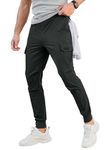 Comdecevis Men's Cargo Jogger Pants Stretch Sweatpants Slim Fit Tactical Pants with Zipper Pockets Casual Trousers Dark Gray Medium