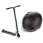 Mongoose Rise 100 Pro Youth and Adult Freestyle Stunt Scooter, Bike-Style Grips, Lightweight Alloy Deck, Oil Slick & Urban Youth/Adult Hardshell Helmet for Scooter, BMX, Black/Orange, 56-59cm