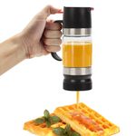Honey Dispenser No Drip Glass, 10 Oz Honey Pot with Handle, Maple Syrup Dispenser Honey Jar Container for Honey Chocolate Syrup (Black, 315 Ml)