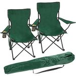 Taylor & Brown Set of 2 Lightweight Folding Camp Chair - Portable Chairs with Cup Holder, Side Pocket and Bag Perfect for Camping, Festivals, Garden, Fishing, Beach and BBQs, Green