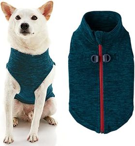 Gooby - Zip Up Fleece Vest, Fleece Jacket Sweater with Zipper Closure and Leash Ring, Turquoise Wash, Small