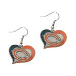 Chicago Bears NFL Sports Team Logo Swirl Heart Shape French Hook Style Charm Dangle Earring Set