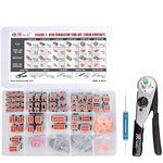 JRready ST6307 Deutsch Connector Crimping Tool Kit DTM Connector 2 3 4 6 8 and 12 Pin Automotive Electrical Connectors with Crimper JRD-DT1, Size 20 Solid Contacts Crimp Wire Gauge 16-18AWG,7.5A