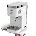 AGARO Regency Espresso Coffee Maker, Adjustable Pressure up to 20 Bars, Cappuccino Coffee Maker with Adjustable Foaming Milk Frother Wand for Steam Espresso, 1.2L Removable Water Tank, 1350W, White