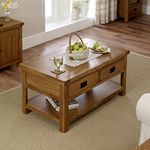 The Furniture Market Rustic Oak 2 Drawer Coffee Table